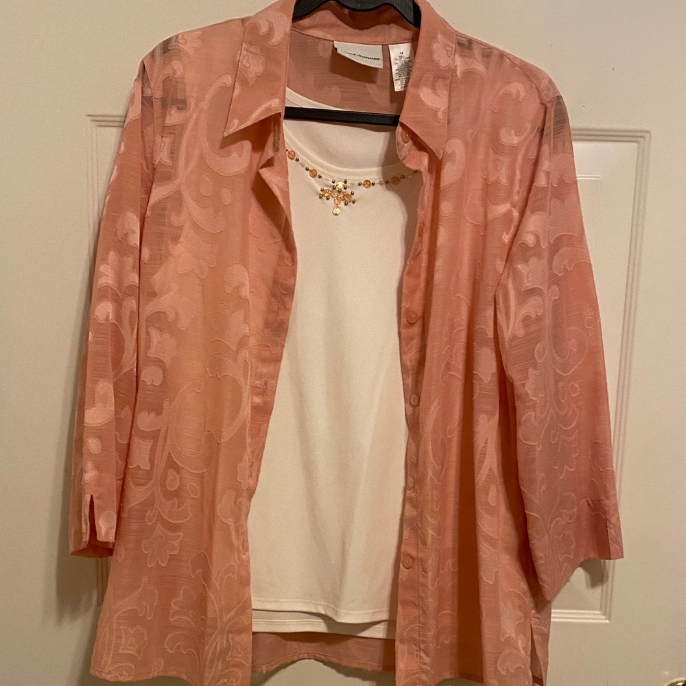 Alfred Dunner Peach Blouse with White Layer